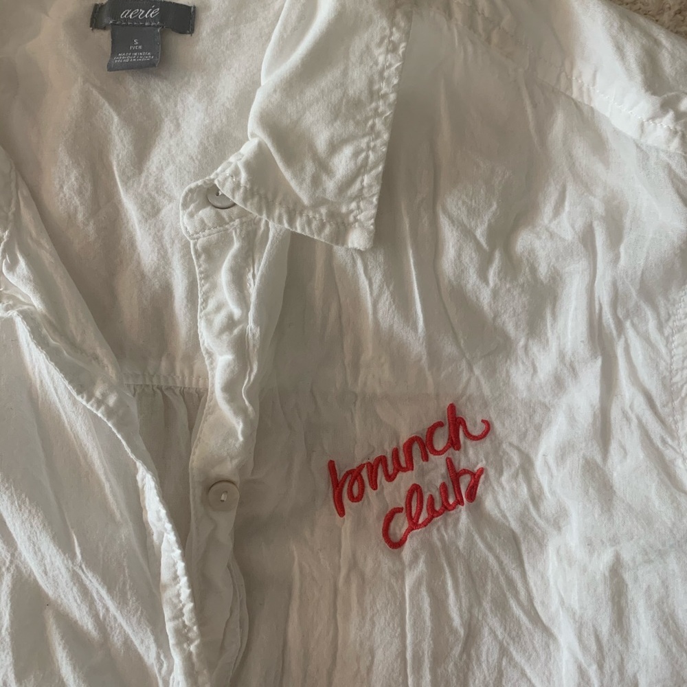 Button down “brunch club” blouse